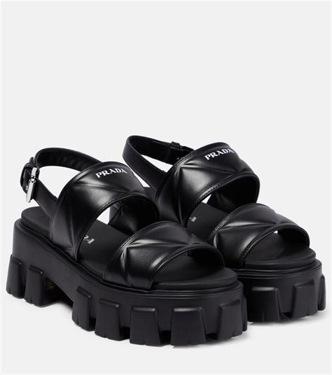 prada leather trimmed sandals|Prada women's high heeled sandals.